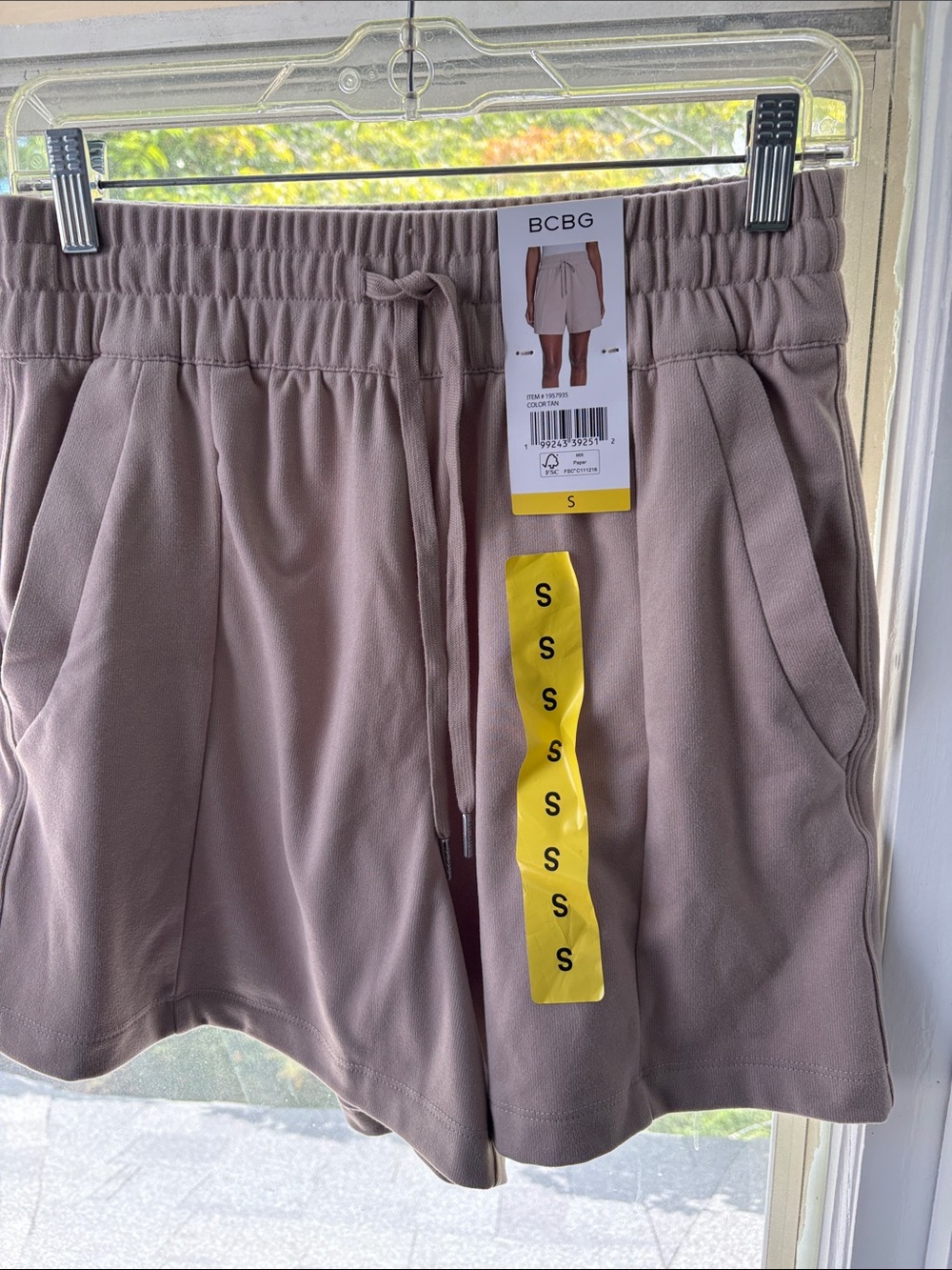 BCBG Mauve-Taupe Drawstring Pocket Shorts